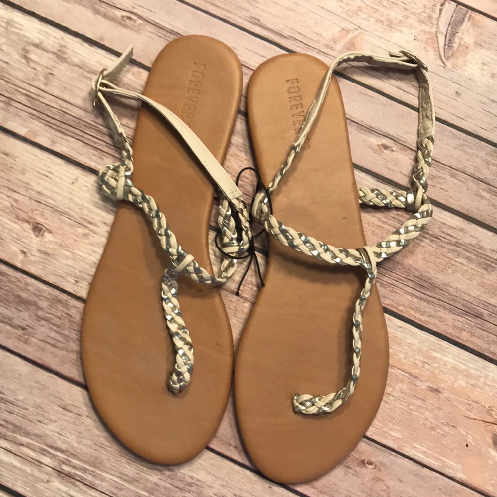 Forever 21 Gold and Cream Sandals